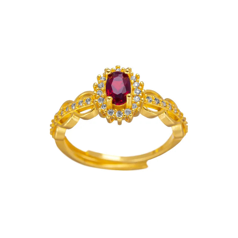 9999 24K   real gold store, same gold women's ring, lively ruby, luxurious and beautiful jewelry